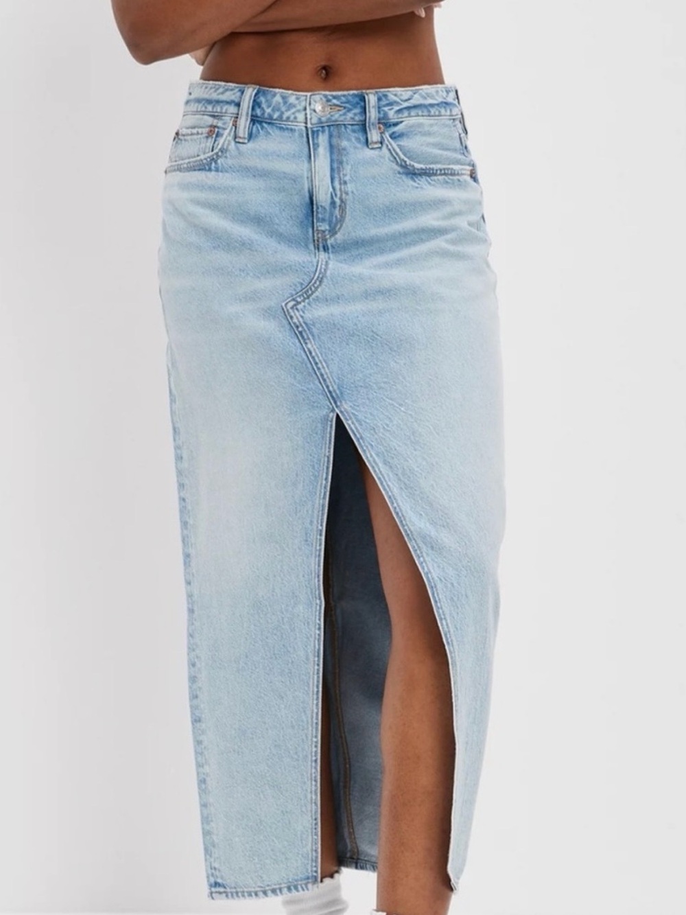 American Eagle Denim Low Rise Maxi Skirt Size 4